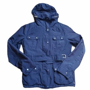 Zara Woman Black Hooded Rain Jacket Utility Moto Lightweight Size Medium Fall